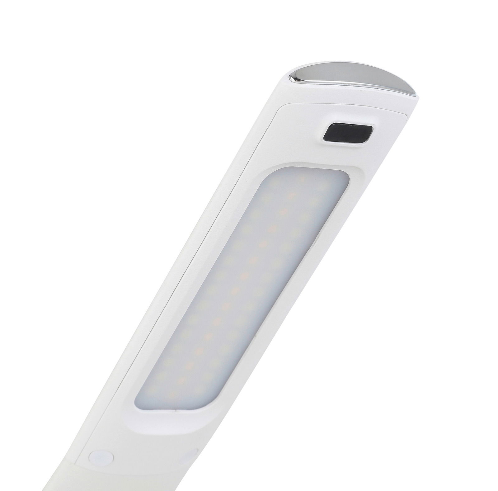 LED-Schreibtischleuchte in Nahaufnahme, seitliche Perspektive