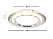 Runde LED-Deckenleuchte mit einem Durchmesser von 35 cm und einer Höhe von 6 cm, seitliche Perspektive