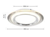 Runde LED-Deckenleuchte mit einem Durchmesser von 35 cm und einer Höhe von 6 cm, seitliche Perspektive