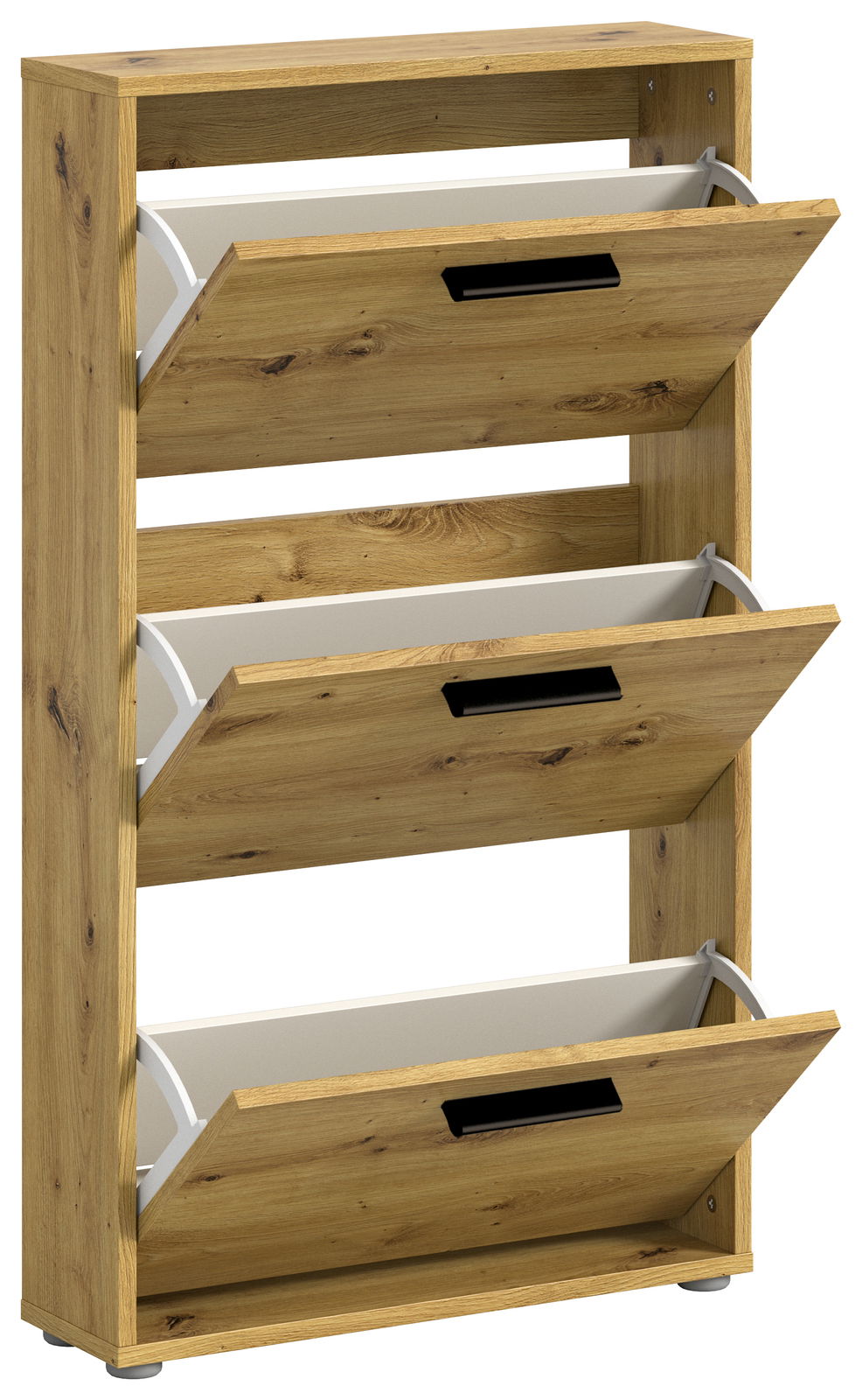 Schuhkipper aus Holz mit drei Klappen, seitliche Perspektive