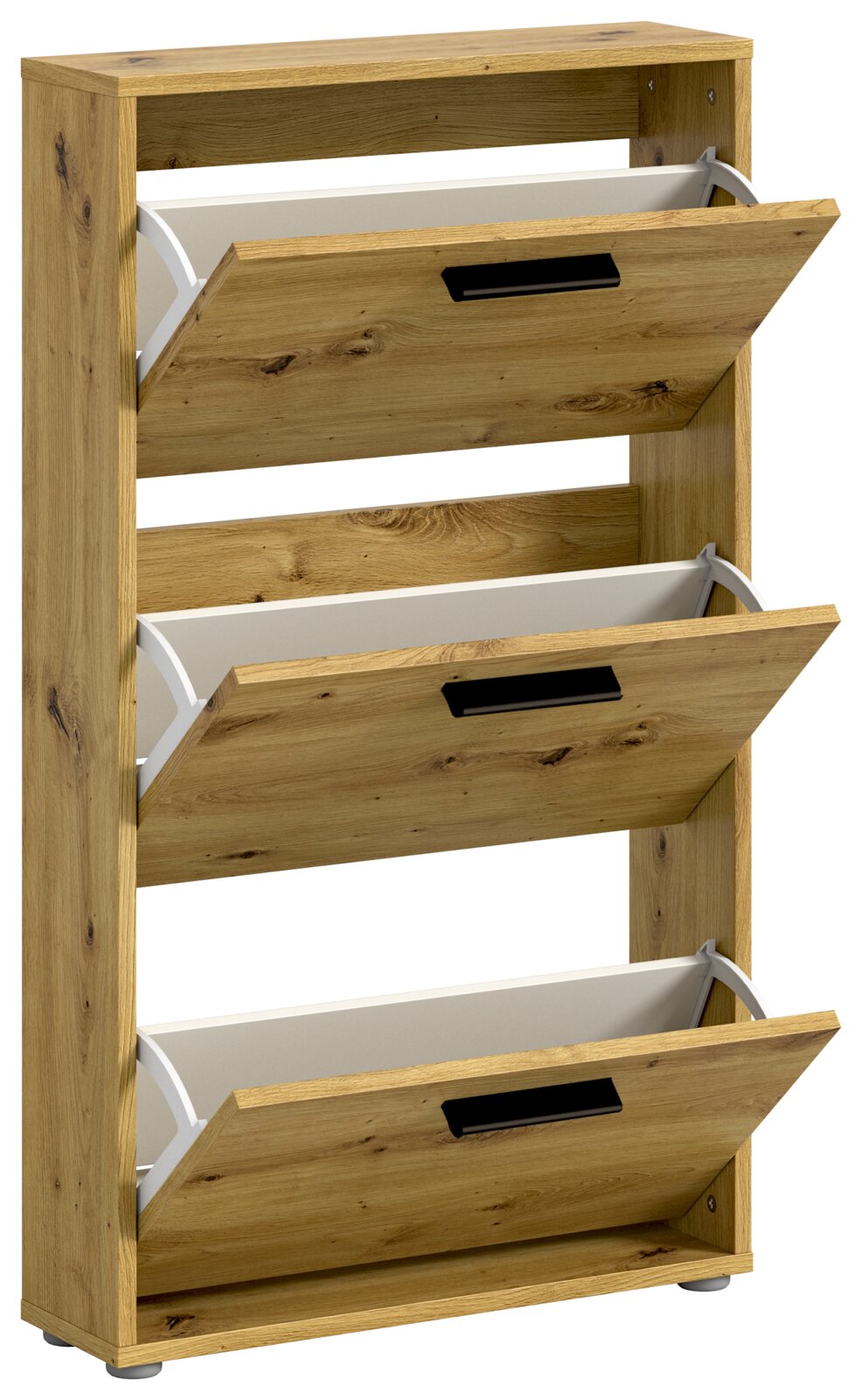 Schuhkipper aus Holz mit drei Klappen, seitliche Perspektive