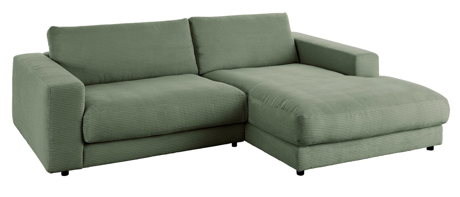 Grüne Longchairkombination aus Cordstoff, seitliche Perspektive