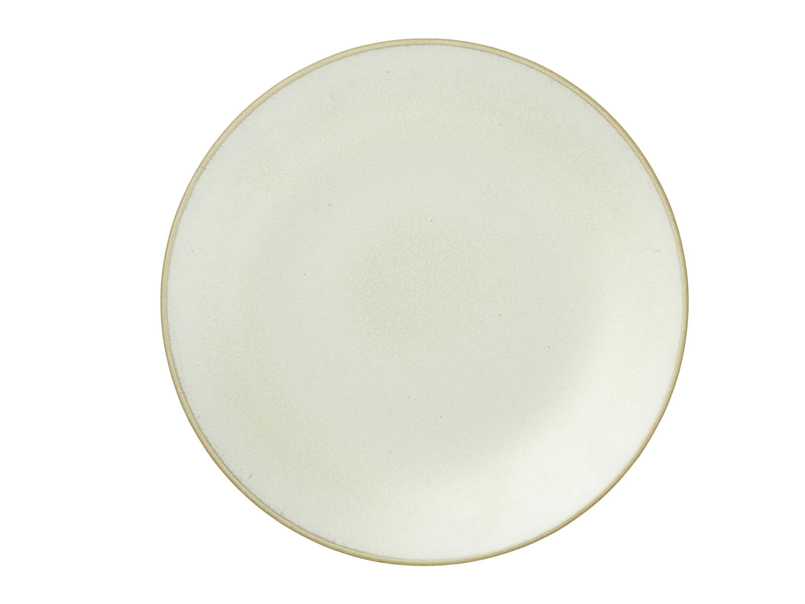 Ansicht von oben auf einen schlichten, cremefarbenen Teller aus dem Kombiservice 20-tlg. Cafe del.