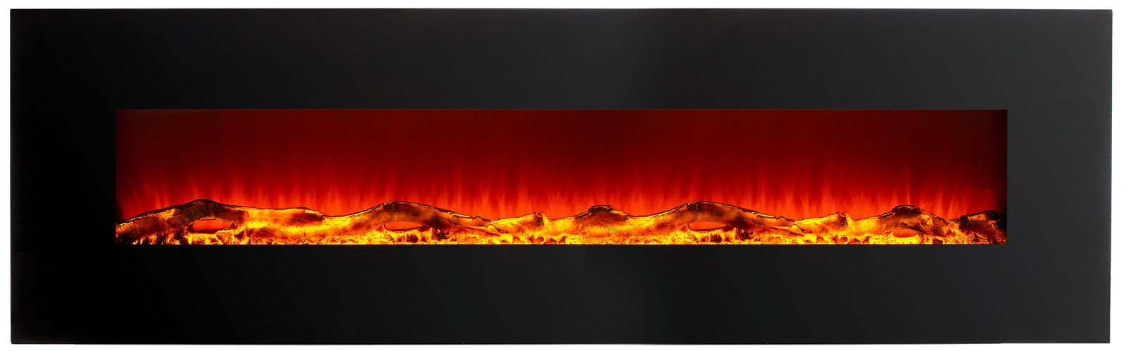 Moderner Elektrokamin mit realistischer Flammenoptik, Frontalansicht