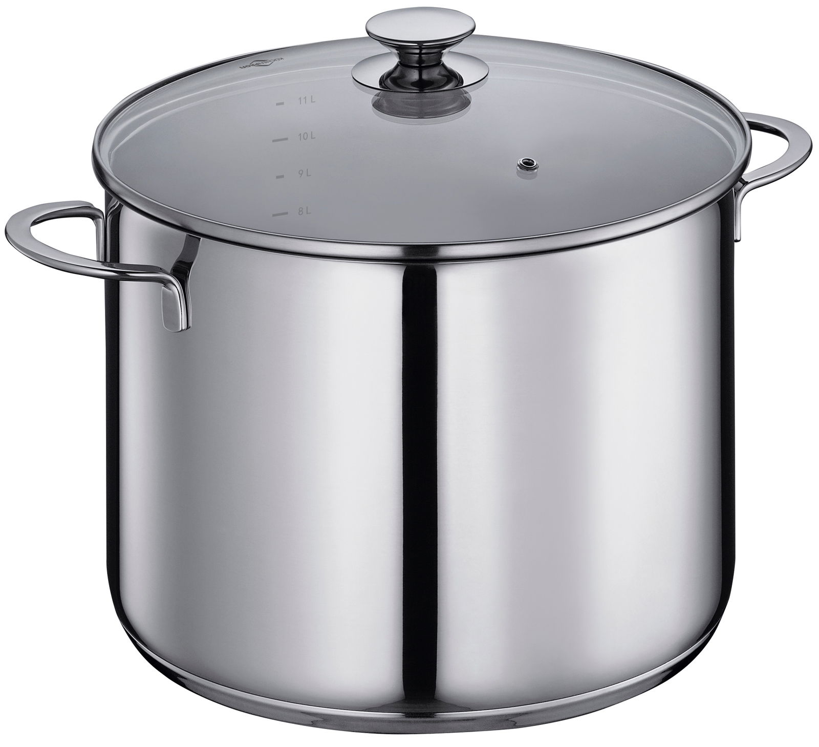 Suppentopf CAPRI, 28 cm, aus Edelstahl mit Glasdeckel, seitliche Ansicht