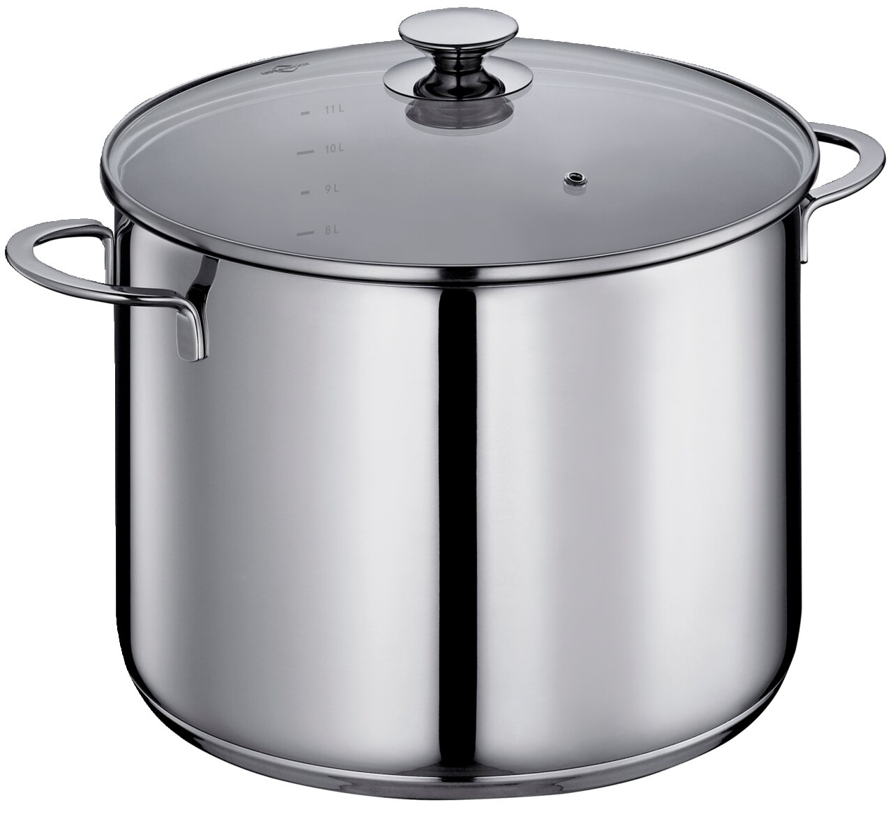 Suppentopf CAPRI, 28 cm, aus Edelstahl mit Glasdeckel, seitliche Ansicht