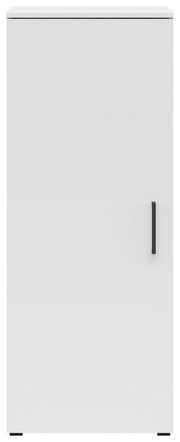Weiße Kommode mit schwarzem Griff, Frontalansicht
