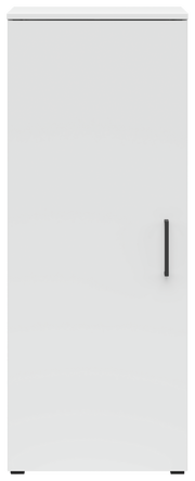 Weiße Kommode mit schwarzem Griff, Frontalansicht