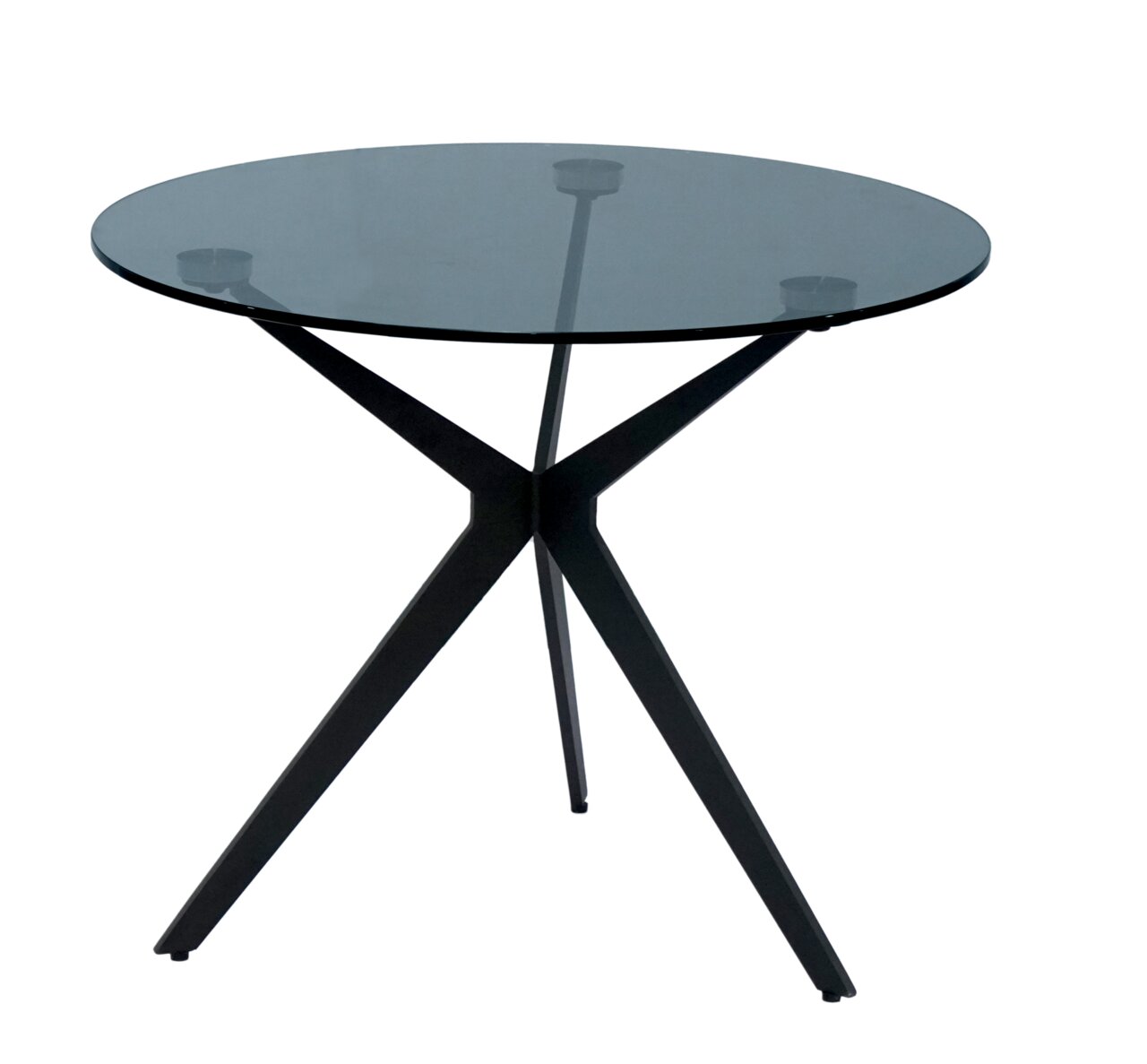 Dieter Knoll Beistelltisch VARESE 2 Moderner Beistelltisch mit runder Glasplatte und schwarzem Metallgestell, seitliche Perspektive