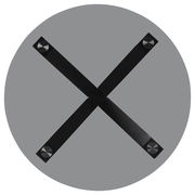 Runde Tischplatte mit schwarzem Kreuzgestell, Draufsicht