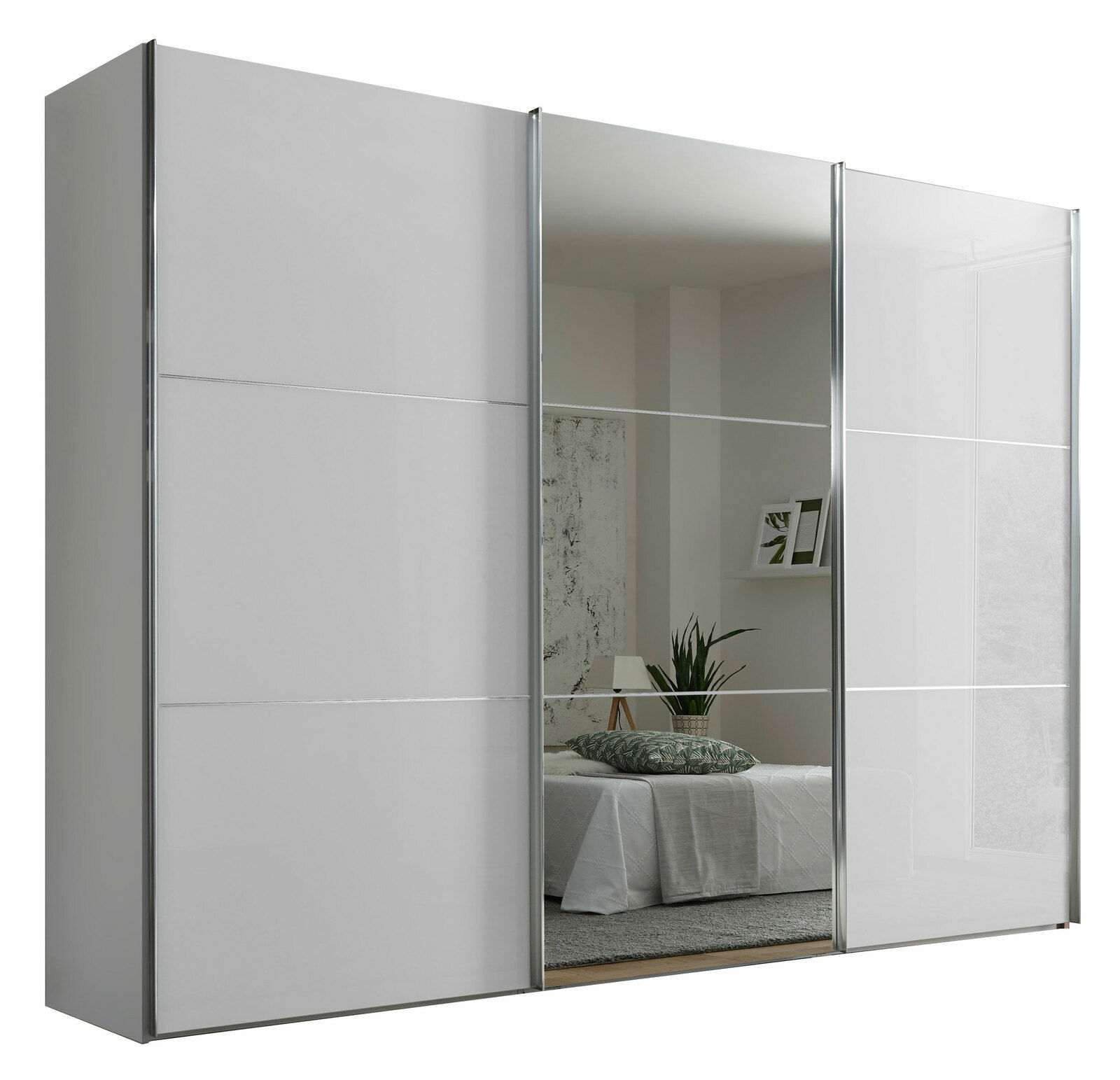 Moderano Schwebetürenschrank PRIMO Moderner Schwebetürenschrank mit Spiegel in Frontansicht, ideal für Schlafzimmer.