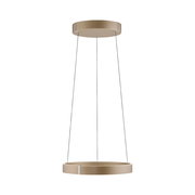 Moderne LED-Pendelleuchte in runder Form, seitliche Perspektive