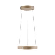 Moderne LED-Pendelleuchte in runder Form, seitliche Perspektive