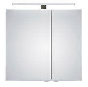 Moderner Spiegelschrank mit zwei Türen und integrierter Beleuchtung, Frontalansicht