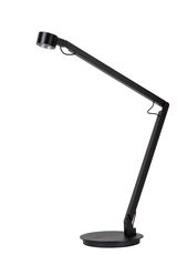 Moderne schwarze Tisch- und Schreibtischleuchte mit verstellbarem Arm, seitliche Perspektive