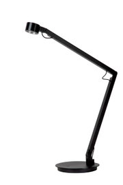 Moderne zwarte tafel- en bureaulamp met verstelbare arm, zijaanzicht