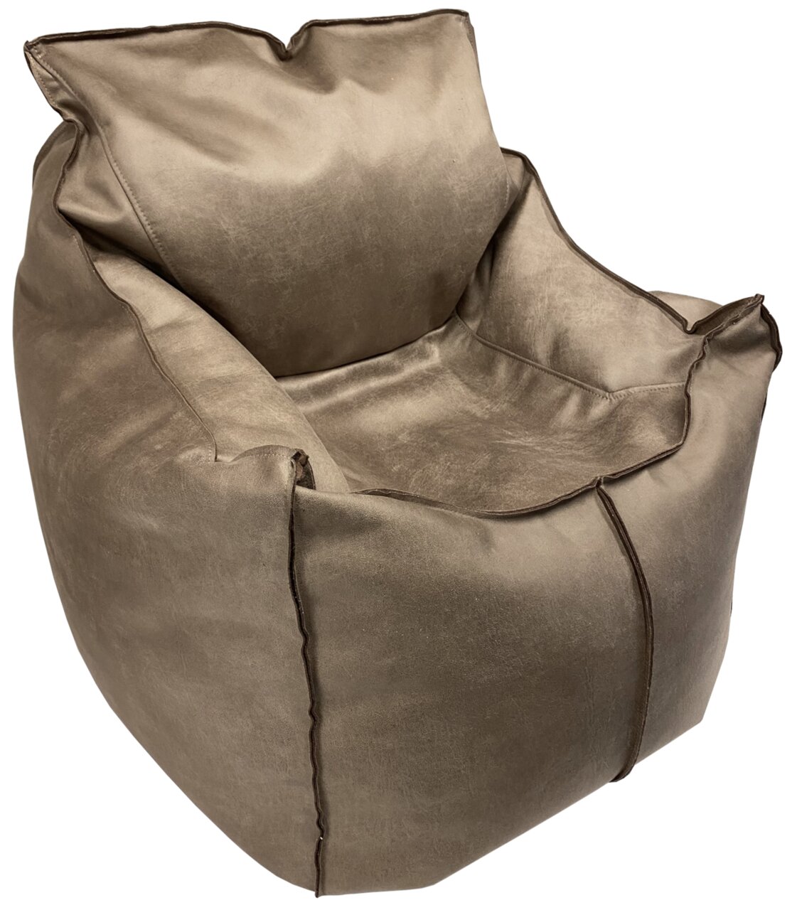 Bequemer brauner Loungesessel STORVIK aus weichem Material, seitliche Perspektive