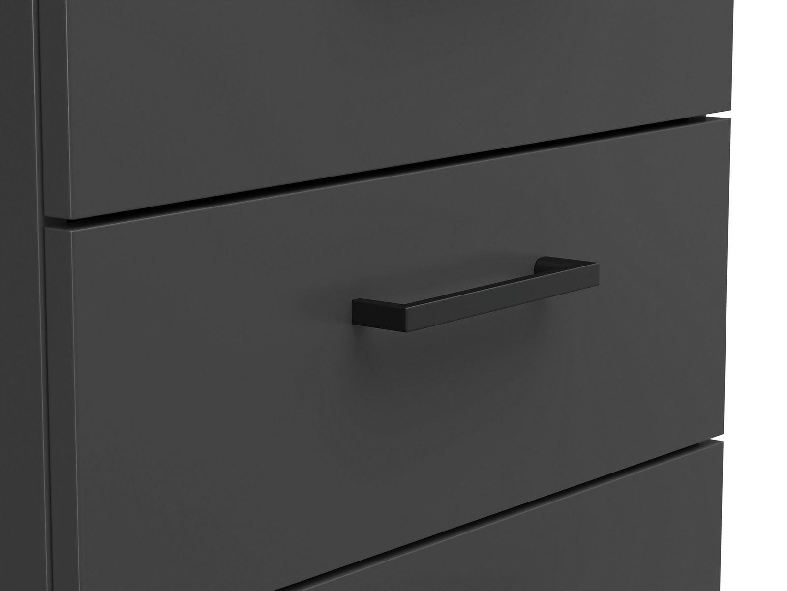 Carryhome Kommode MULTISTAURAUM Nahaufnahme einer modernen, dunkelgrauen Kommode mit schlichten Griffen, seitliche Perspektive