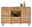 Frontale Ansicht eines modernen Sideboards aus Holz mit schwarzen Metallgriffen und Beinen, dekoriert mit Vasen und Büchern.