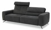 Dunkelgraues 3-Sitzer-Sofa mit verstellbarer Kopfstütze, seitliche Perspektive