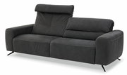 Dunkelgraues 3-Sitzer-Sofa mit verstellbarer Kopfstütze, seitliche Perspektive