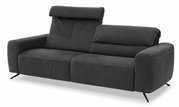 Dunkelgraues 3-Sitzer-Sofa mit verstellbarer Kopfstütze, seitliche Perspektive
