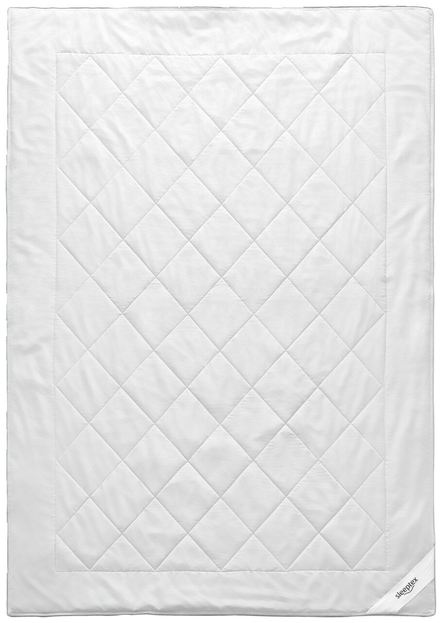 Sommerbettdecke 200x200 cm in Weiß mit gestepptem Muster, Draufsicht