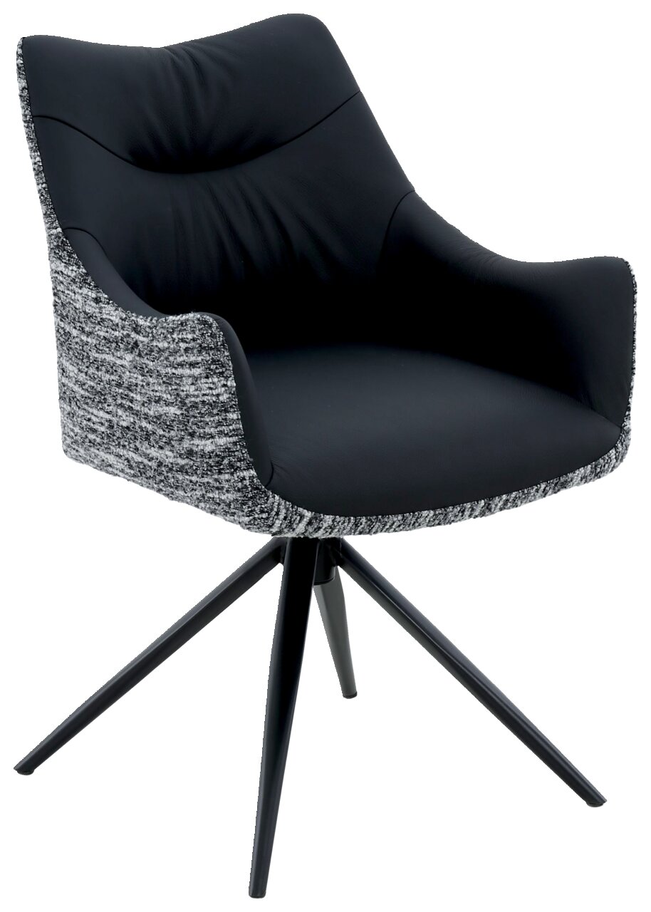 Novel Fauteuil BELFORT Moderne fauteuil met zwarte zitting en een bekleding van stof met patroon, zijaanzicht