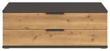 Frontansicht eines TV-Elements oder einer Kommode mit Holzoptik und dunkler Oberfläche