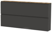 XL-Hängeschuhschrank in dunklem Grau mit zwei Klappen und einer Holzoberfläche, seitliche Perspektive