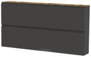XL-Hängeschuhschrank in dunklem Grau mit zwei Klappen und einer Holzoberfläche, seitliche Perspektive