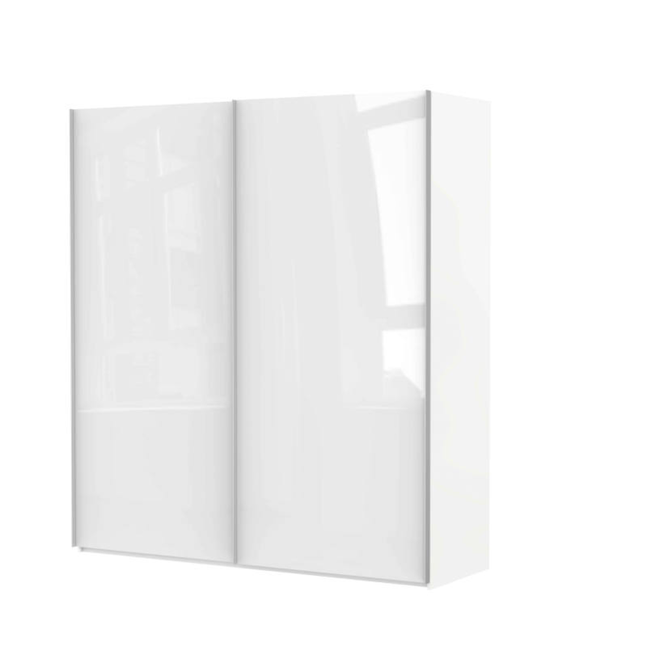 Jutzler Schwebetürenschrank 2-türig JUTZLER Weißer, zweitüriger Schwebetürenschrank aus seitlicher Perspektive