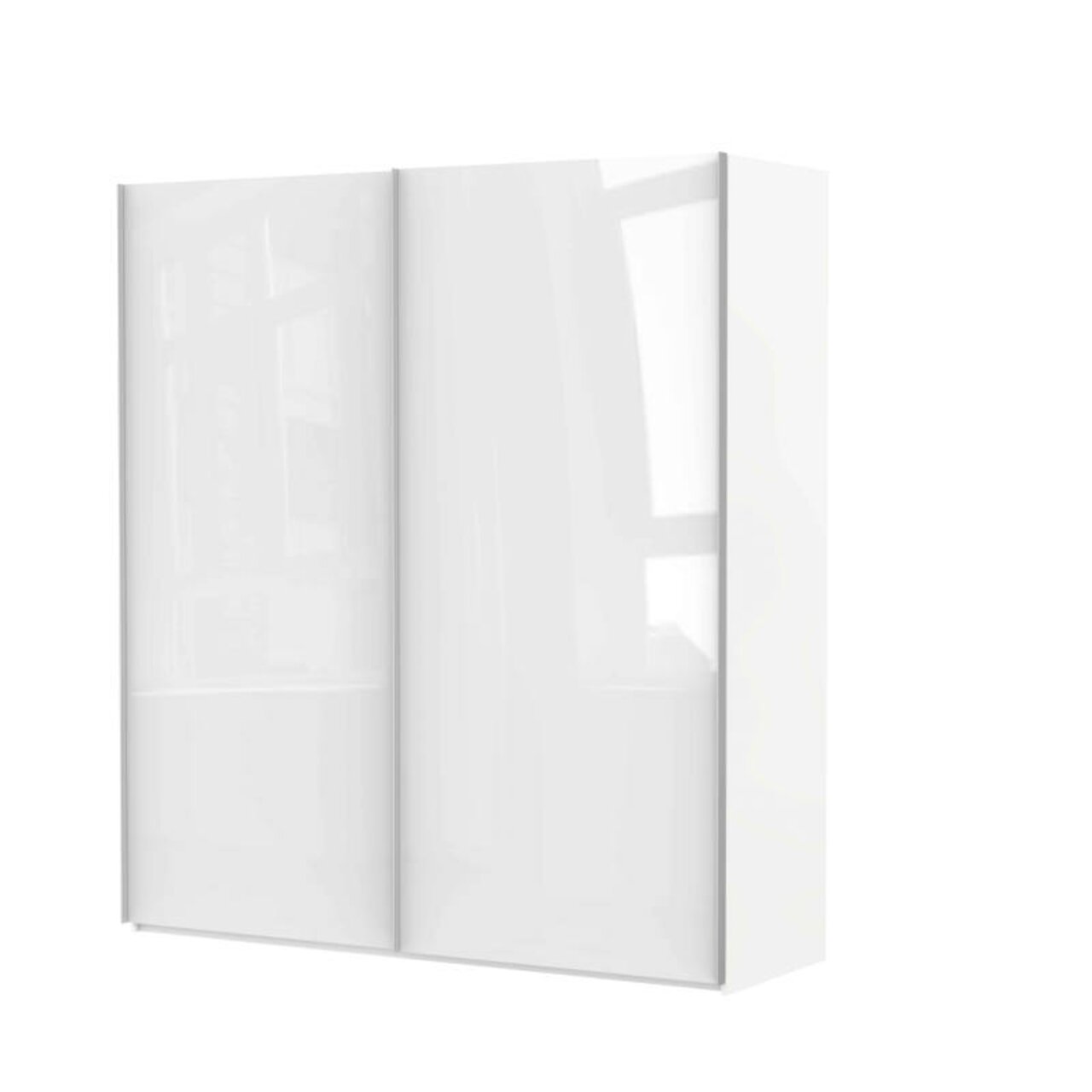 Jutzler Schwebetürenschrank 2-türig JUTZLER Weißer, zweitüriger Schwebetürenschrank aus seitlicher Perspektive