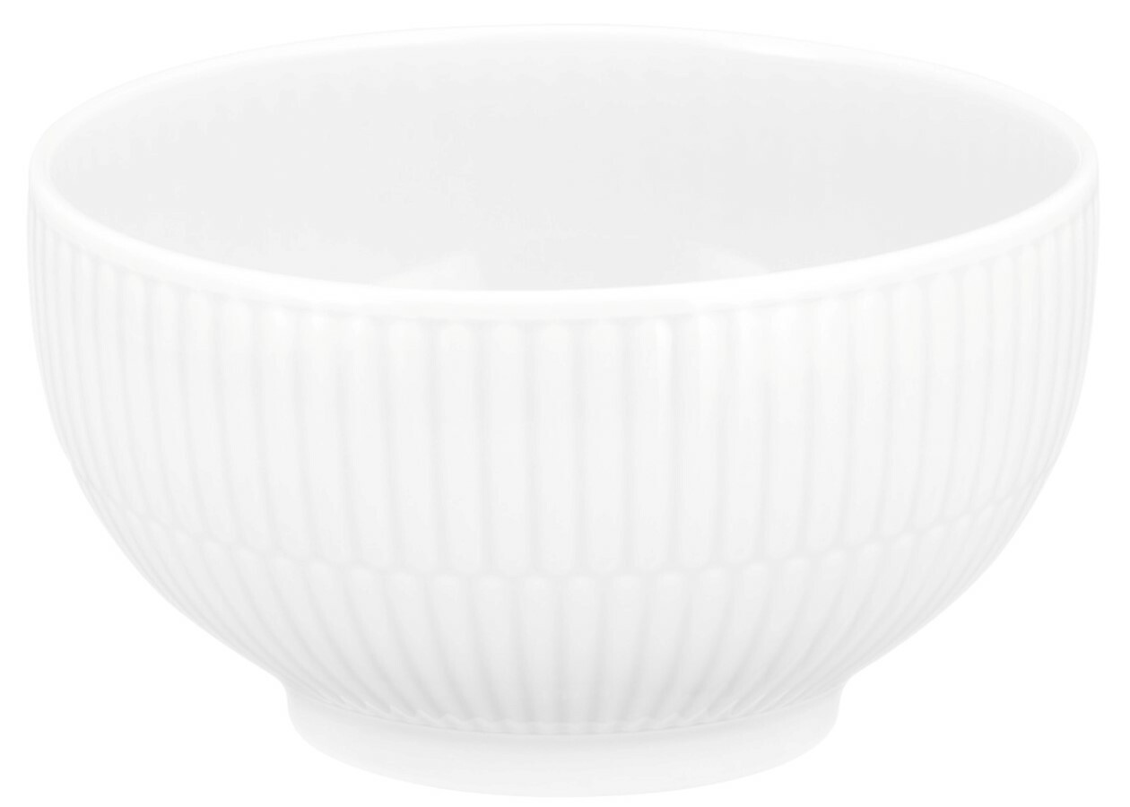 Seltmann Weiden Cafe au lait Schale AMINA Weiße Café au lait Schale mit geriffelter Oberfläche, seitliche Perspektive