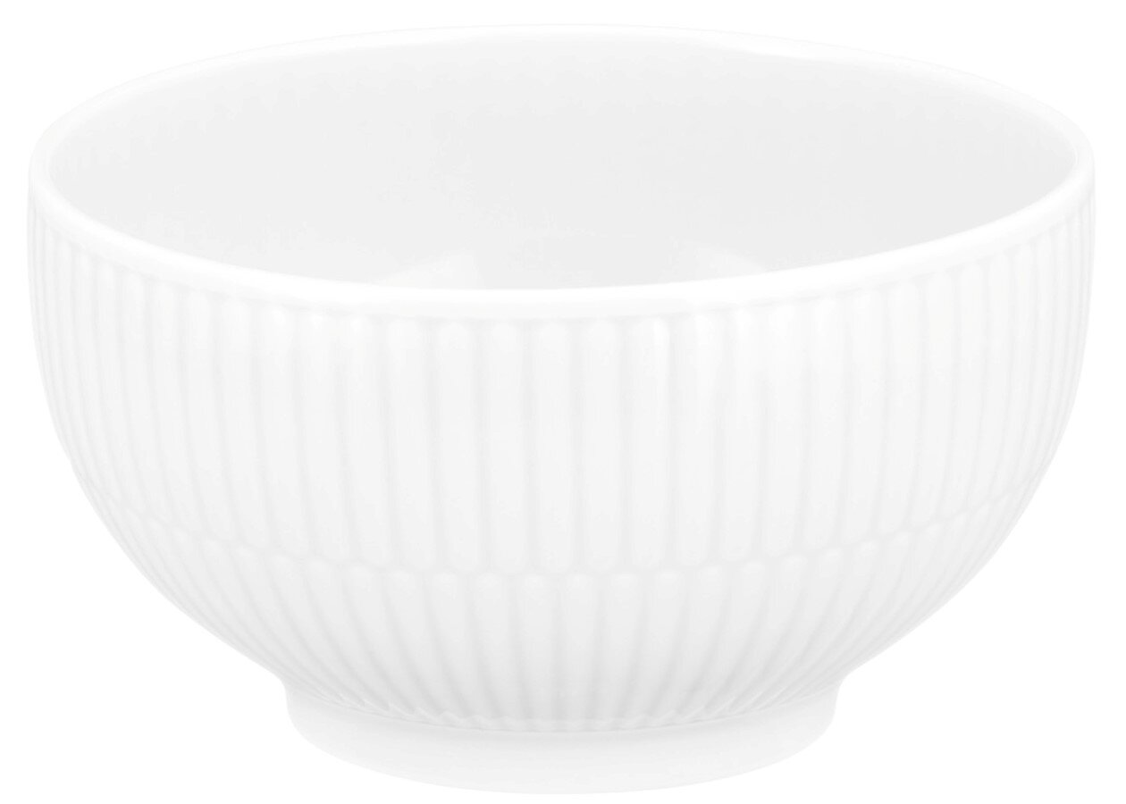 Seltmann Weiden Cafe au lait Schale AMINA Weiße Café au lait Schale mit geriffelter Oberfläche, seitliche Perspektive