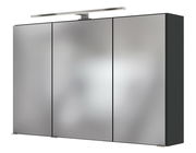 Moderner Spiegelschrank mit drei Türen und integrierter Beleuchtung, Frontalansicht