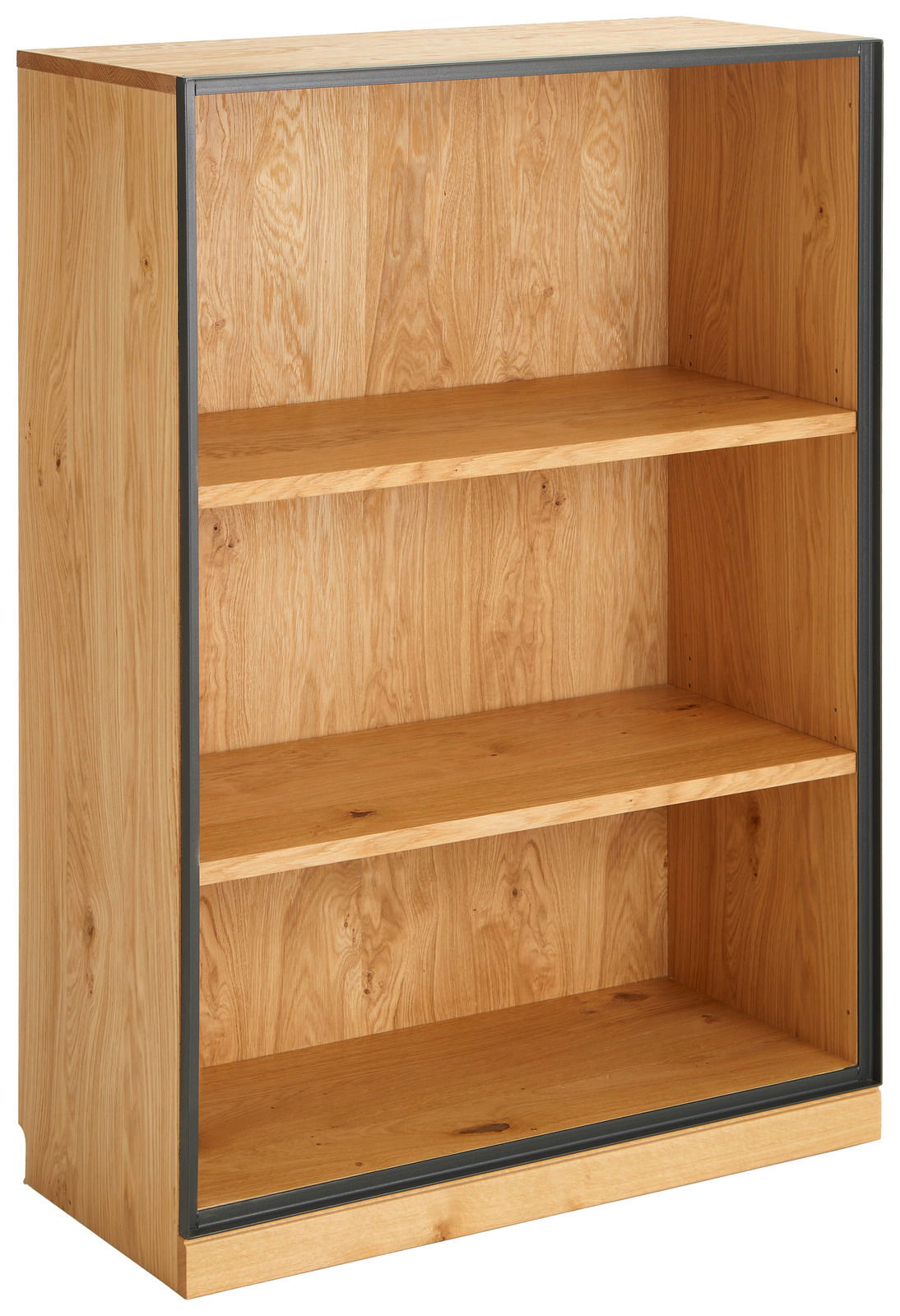 Linea Natura Regal halbhoch/breit ADMIRAL Holzregal mit drei offenen Fächern, seitliche Perspektive