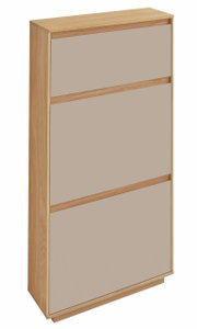 Schoenenkast VOSS-serie V100, 62 cm, in houtlook met drie kleppen, zijaanzicht