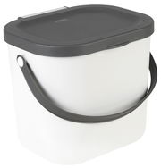 Recycling-Müllsystem 6 l ALBUL mit grauem Deckel und Tragegriff, seitliche Perspektive