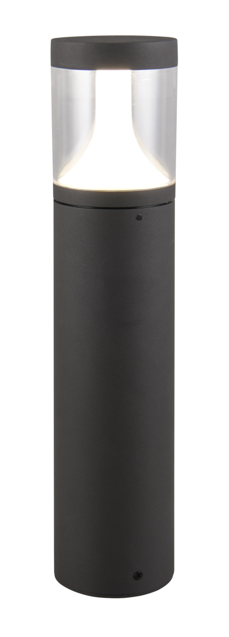 LED-Außen-Sockelleuchte in zylindrischer Form, schwarze Farbe, seitliche Perspektive