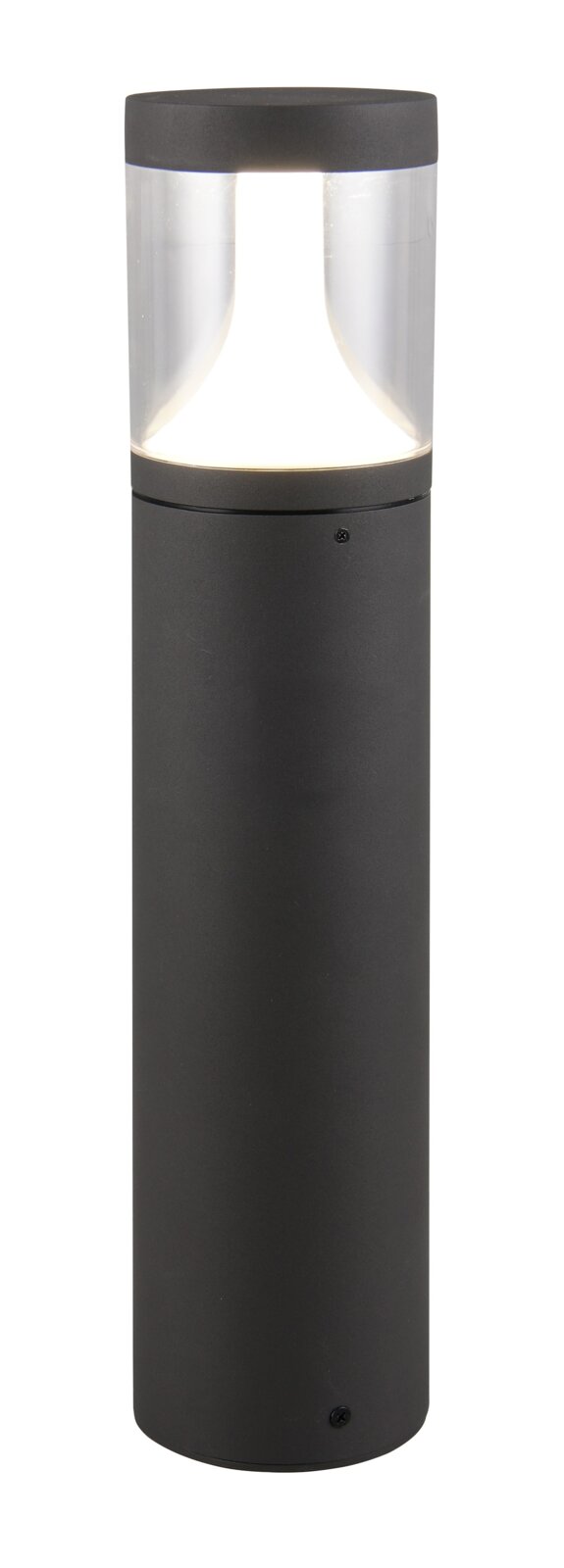 LED-buitenplintlamp in cilindrische vorm, zwarte kleur, zijaanzicht