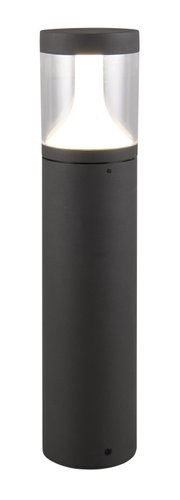 LED-buitenplintlamp in cilindrische vorm, zwarte kleur, zijaanzicht