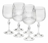 Sechser-Set Gin Tonic Gläser America mit eleganten Rillen, seitliche Perspektive