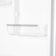 Transparente Kühlschrank-Türablage aus Kunststoff, leer, in Frontansicht mit leichter Seitenperspektive