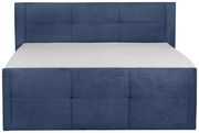 Blaues Boxspringbett 180 LIMOS mit gepolstertem Kopfteil, Frontalansicht