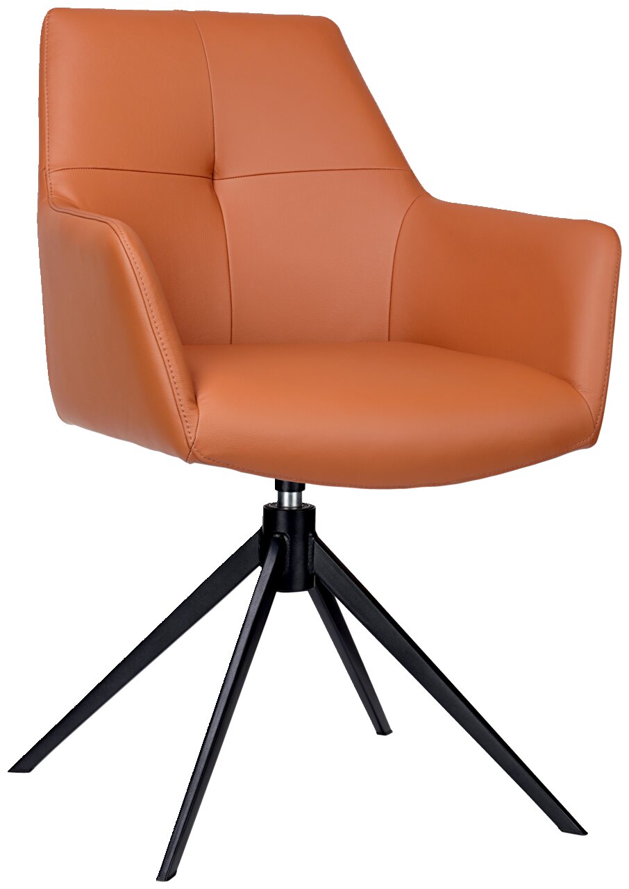 Novel Fauteuil MEDUSA Moderner Armlehnstuhl in Lederoptik mit schwarzem Metallgestell, Frontalansicht