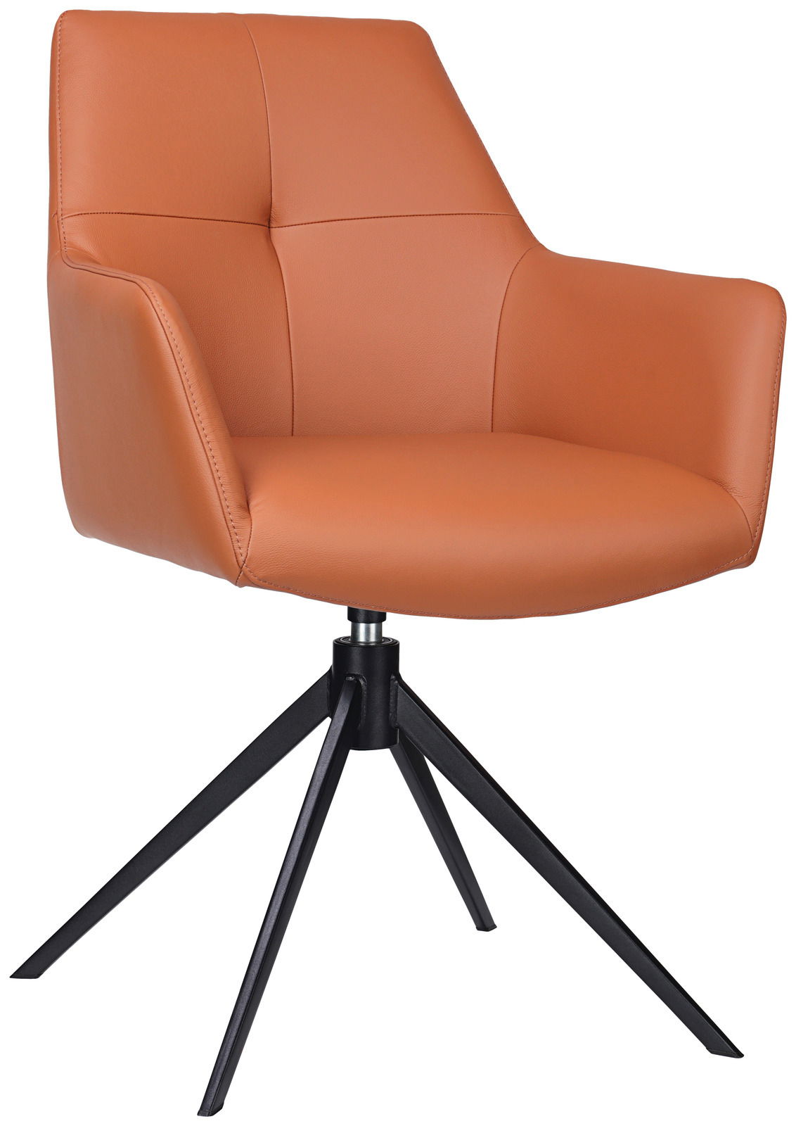 Novel Armlehnstuhl MEDUSA Moderner Armlehnstuhl in Lederoptik mit schwarzem Metallgestell, Frontalansicht