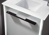 Waschbeckenunterschrank mit integriertem Waschbecken, seitliche Perspektive