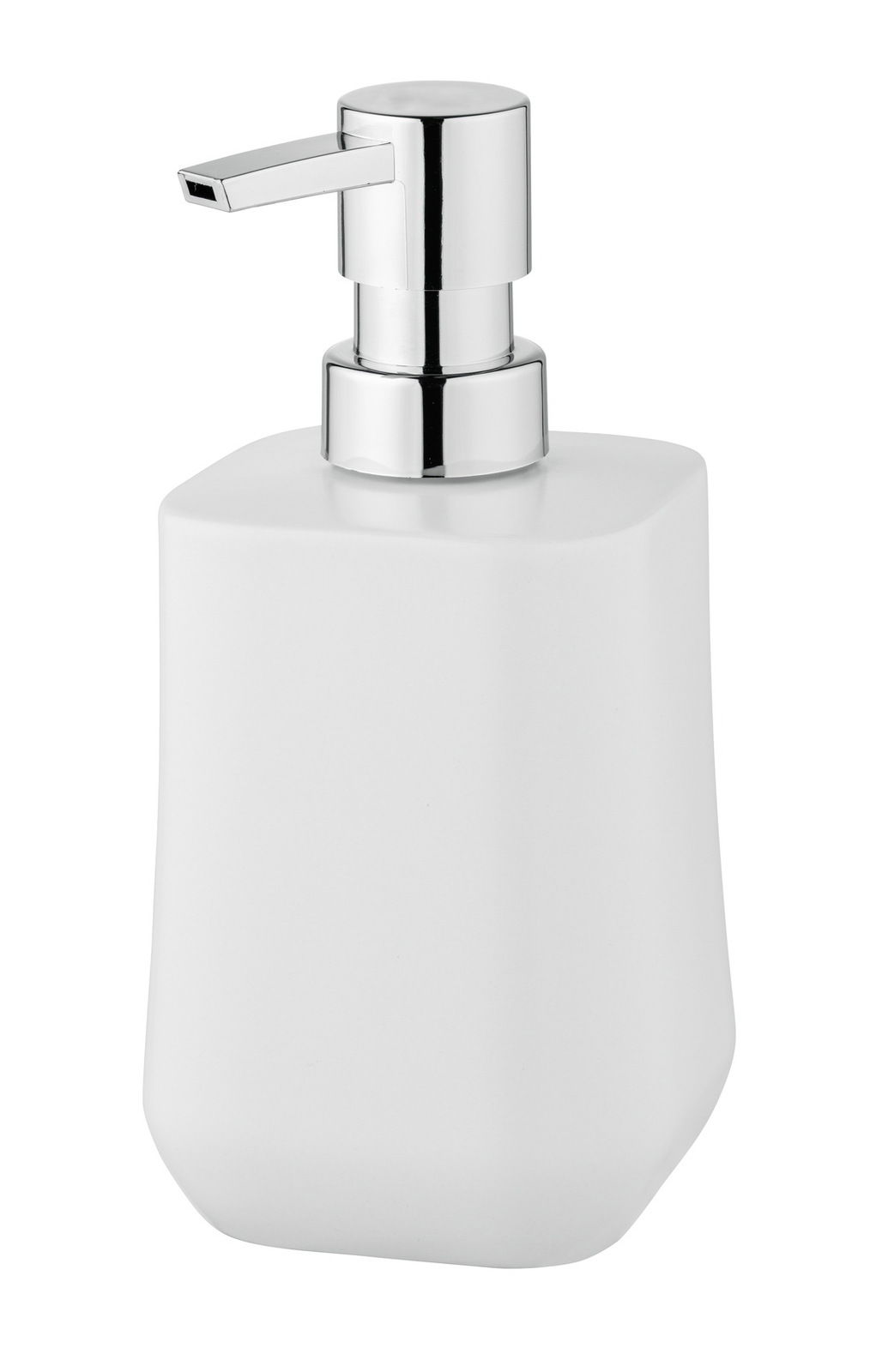 Schöner Wohnen Seifenspender ADINE Keramik Seifenspender Adine in Weiß mit glänzendem Pumpkopf, seitliche Perspektive
