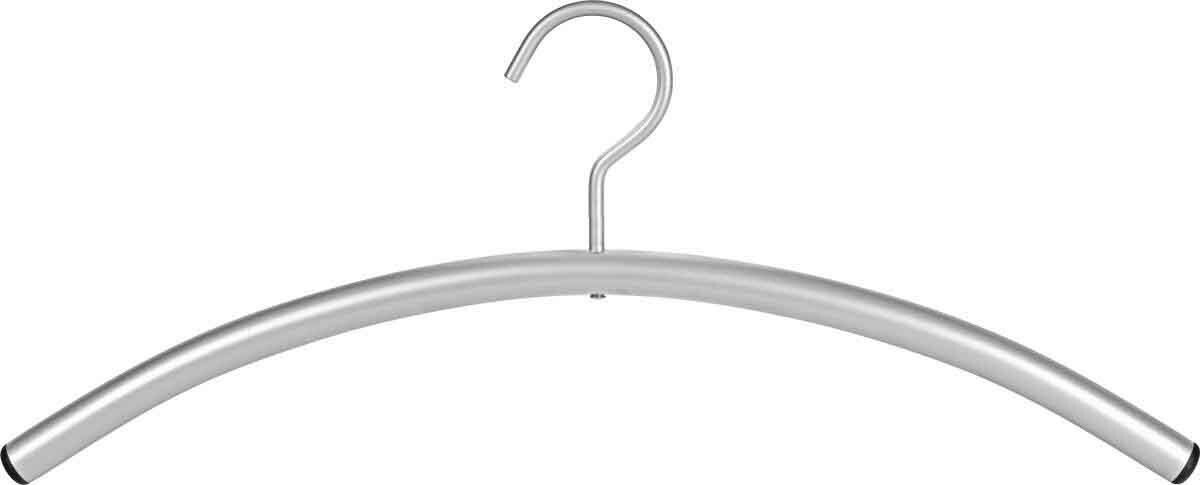 Silberner Kleiderbügel aus Metall, frontal abgebildet